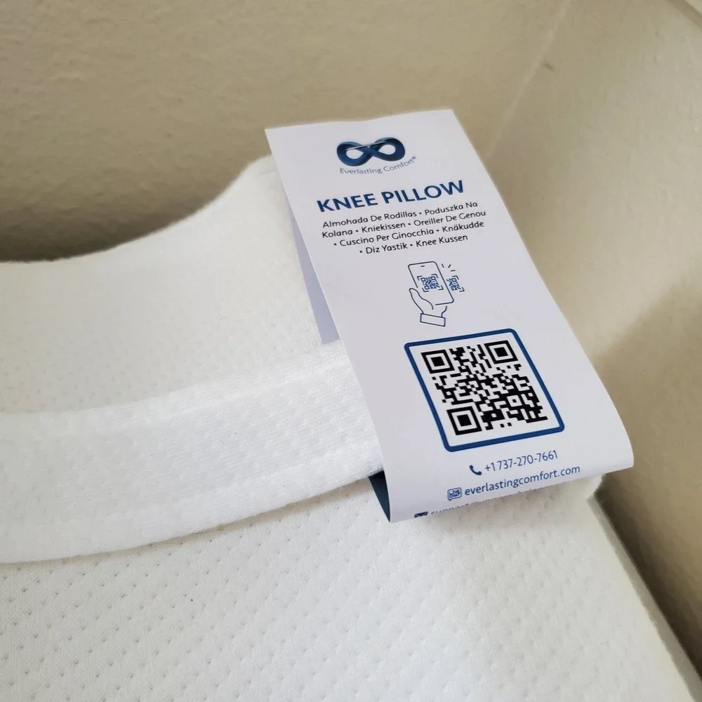 Everlasting Comfort Memory Foam Knee Pillow for Side Sleepers White with Strap